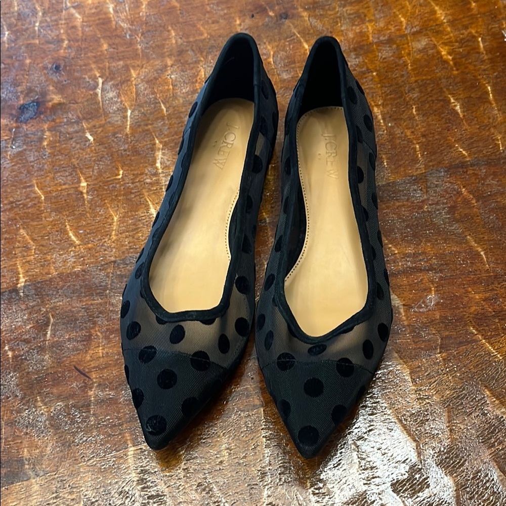 J. Crew Black Velvet Polka Dot Flats